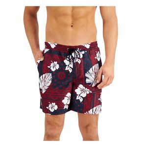 CLUBROOM Mens Red Quick-Dry Swim Trunks L